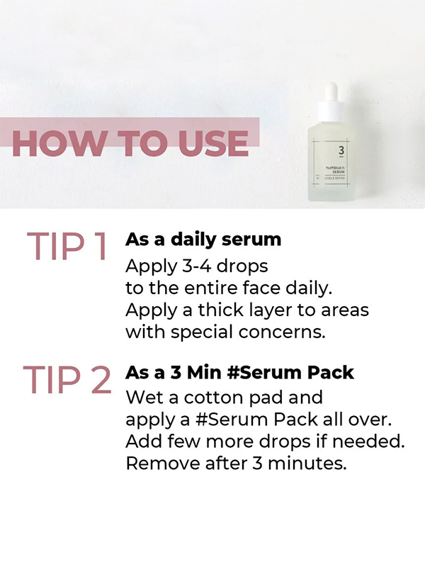 Numbuzin NO 3 Sérum adoucissant pour la peau 50 ml