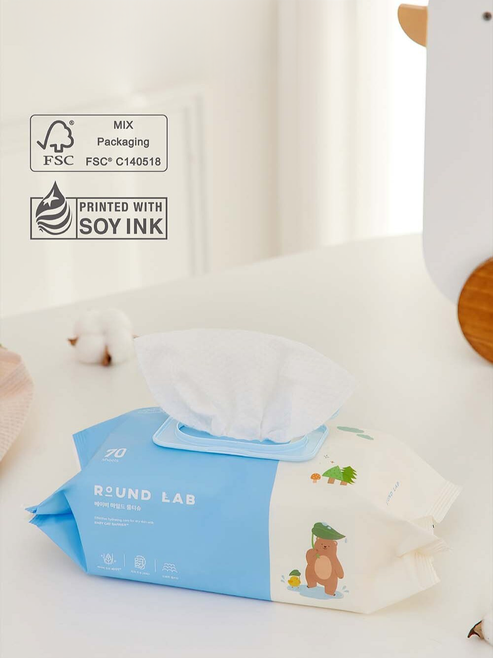 ROUND LAB Baby Mild Wet Wipes 70pcs