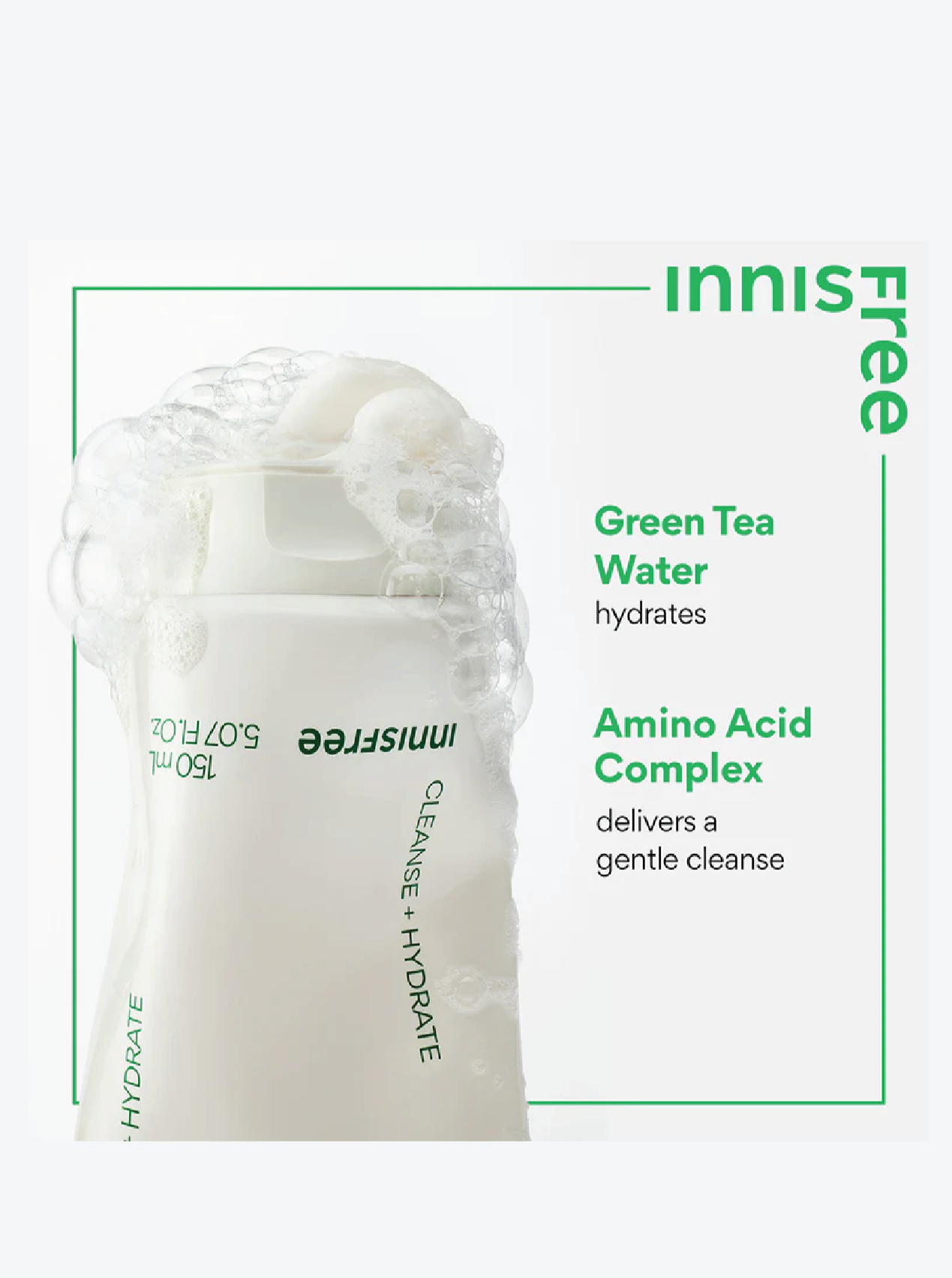 Mousse nettoyante aux acides aminés de thé vert Innisfree