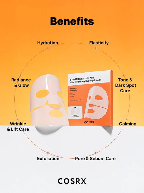 COSRX 5 masques hydrogels hydratants et revitalisants à l'acide hyaluronique PDRN (3)