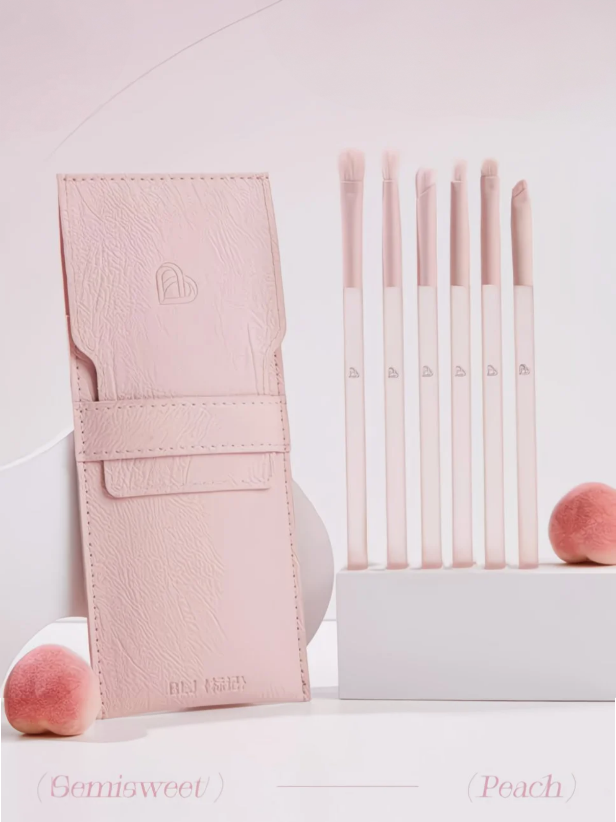 BLJ Semi Sugar Peach Eye Brush Pouch Set Pink 6pcs