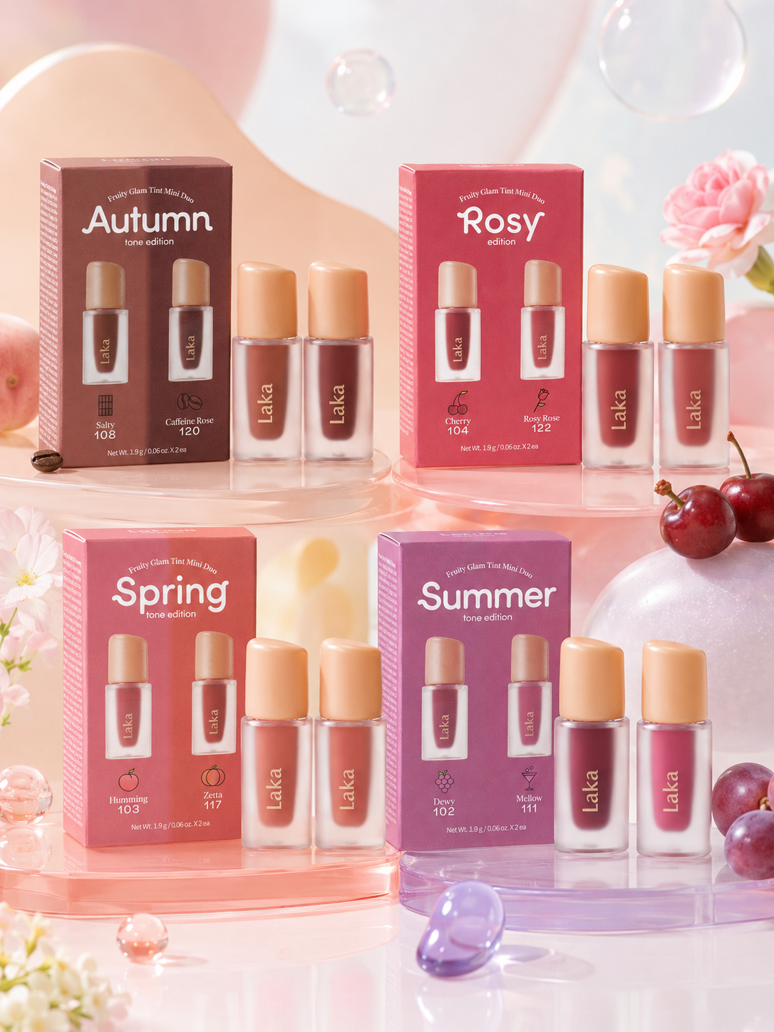 LAKA Fruity Glam Tint Mini Duo Set - 4 Shade