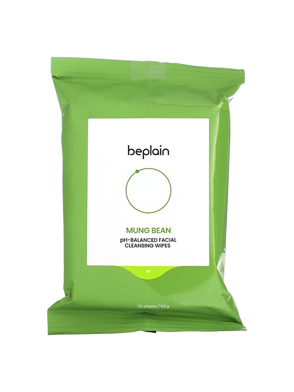 BEPLAIN Lingettes nettoyantes visage équilibrantes au pH de haricot mungo 20 lingettes