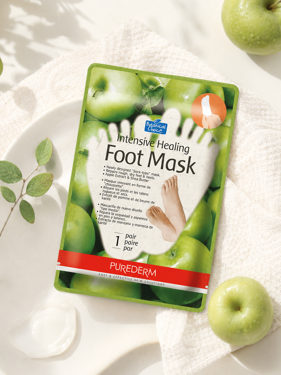 PUREDERM Intensive Healing Foot Mask Apple 1 Pair