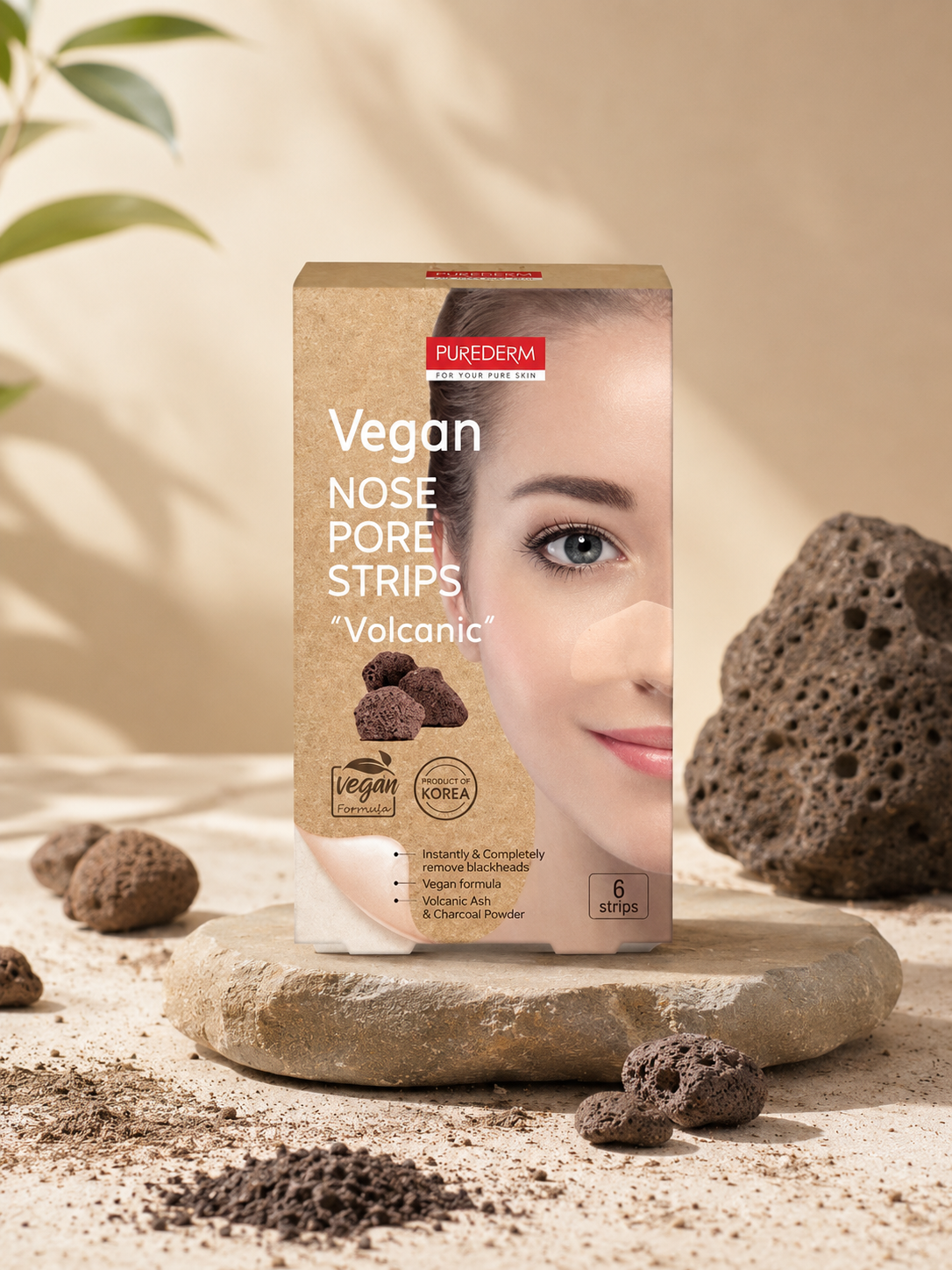 PUREDERM Vegan Nose Pore Strips Volcanic 6 Strips