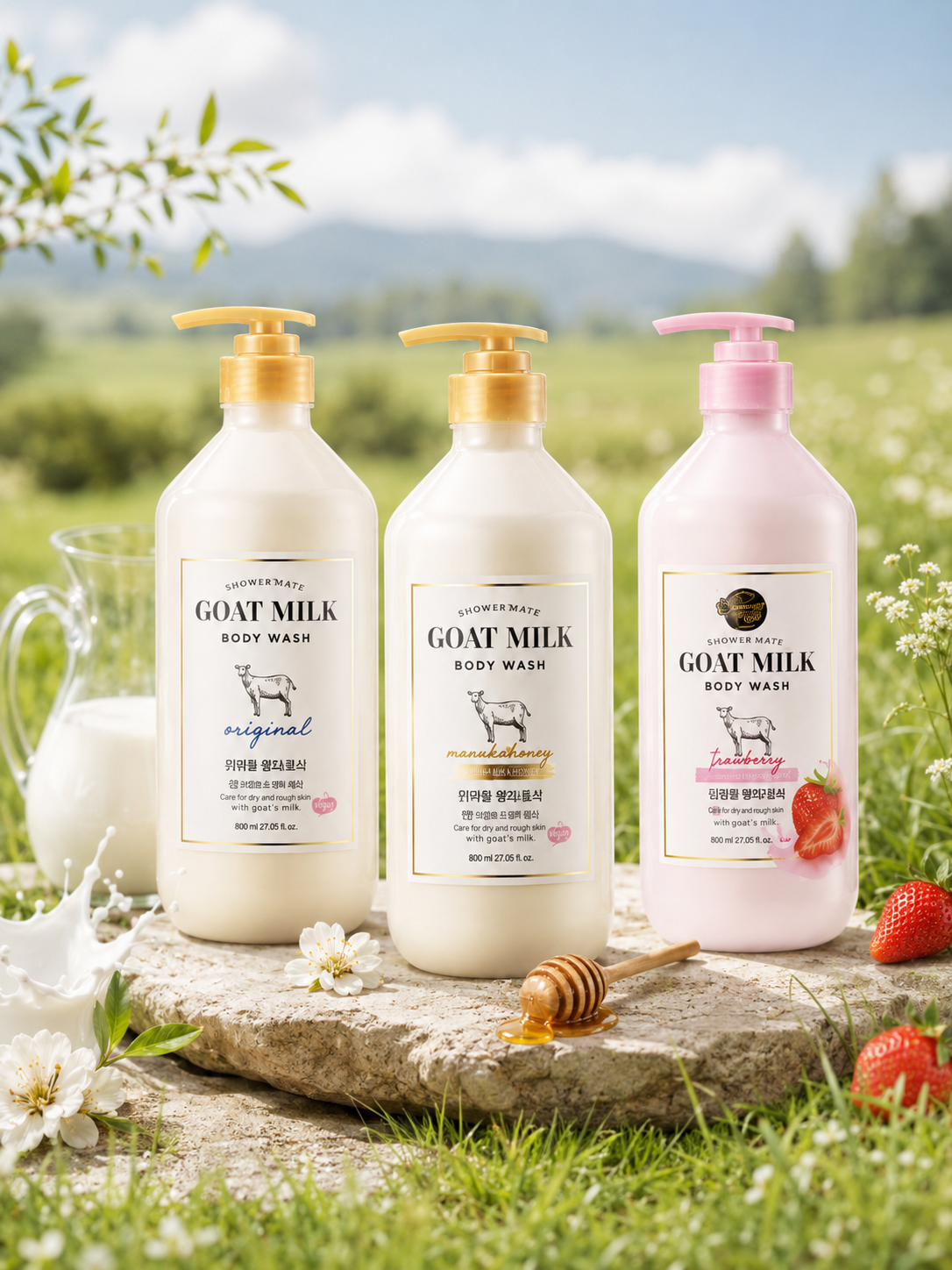 SHOWER MATE Goat Milk Body Wash 800ml - 3 Types