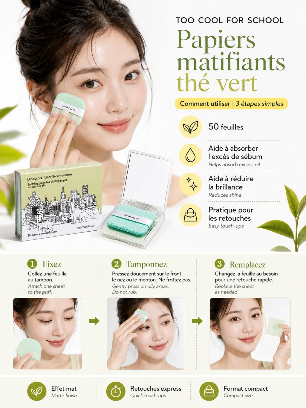 TOO COOL FOR SCHOOL Blotting Paper 02 Green Tea