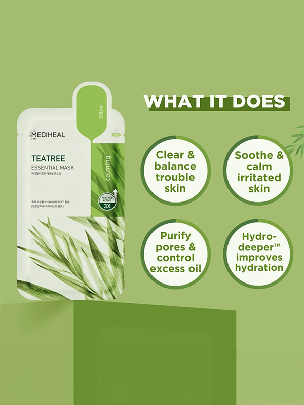 Masque essentiel MEDIHEAL Arbre à thé (10)