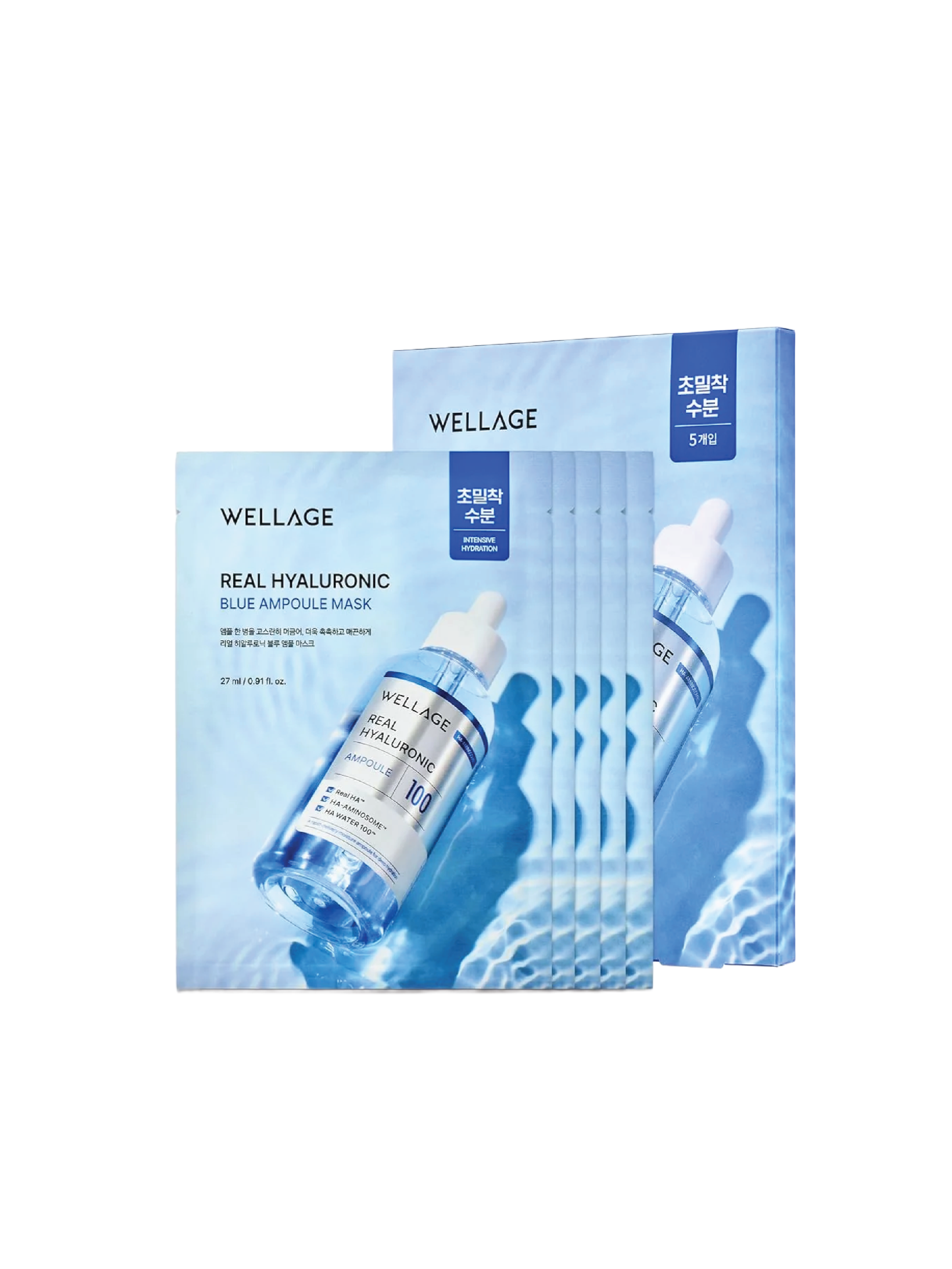 WELLAGE Real Hyaluronic Blue Ampoule Mask (5)