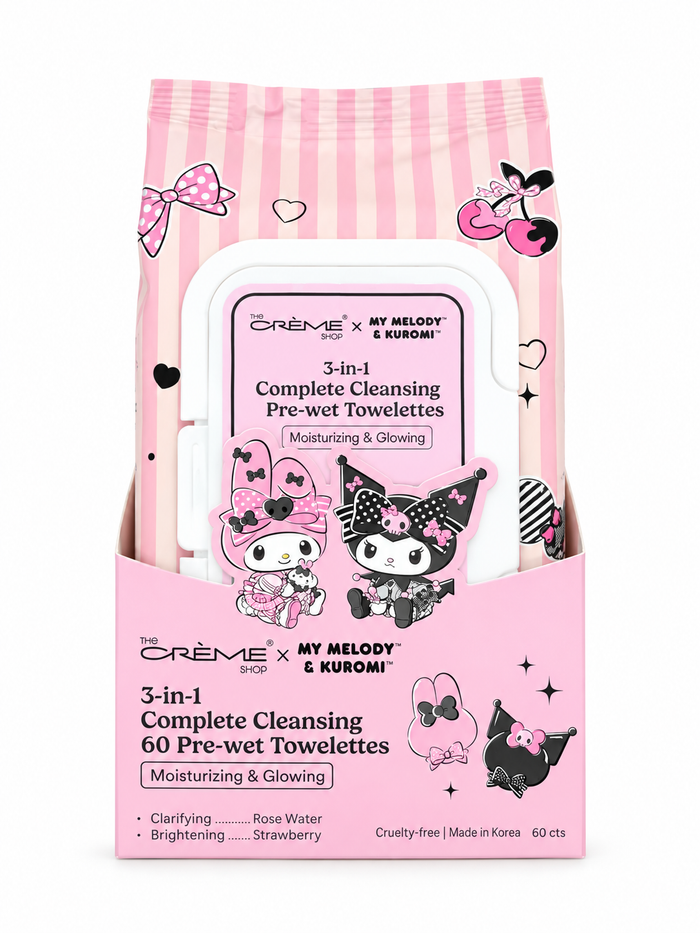THE CREME SHOP Cleansing Towelettes Strawberry My Melody & Kuromi 60pcs