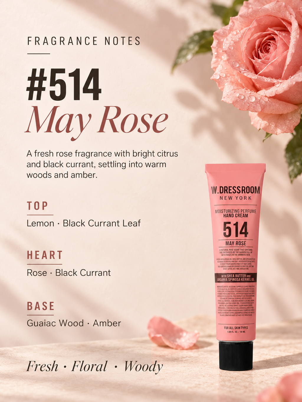 W DRESSROOM Moisturizing Perfume Hand Cream 514 May Rose 50ml