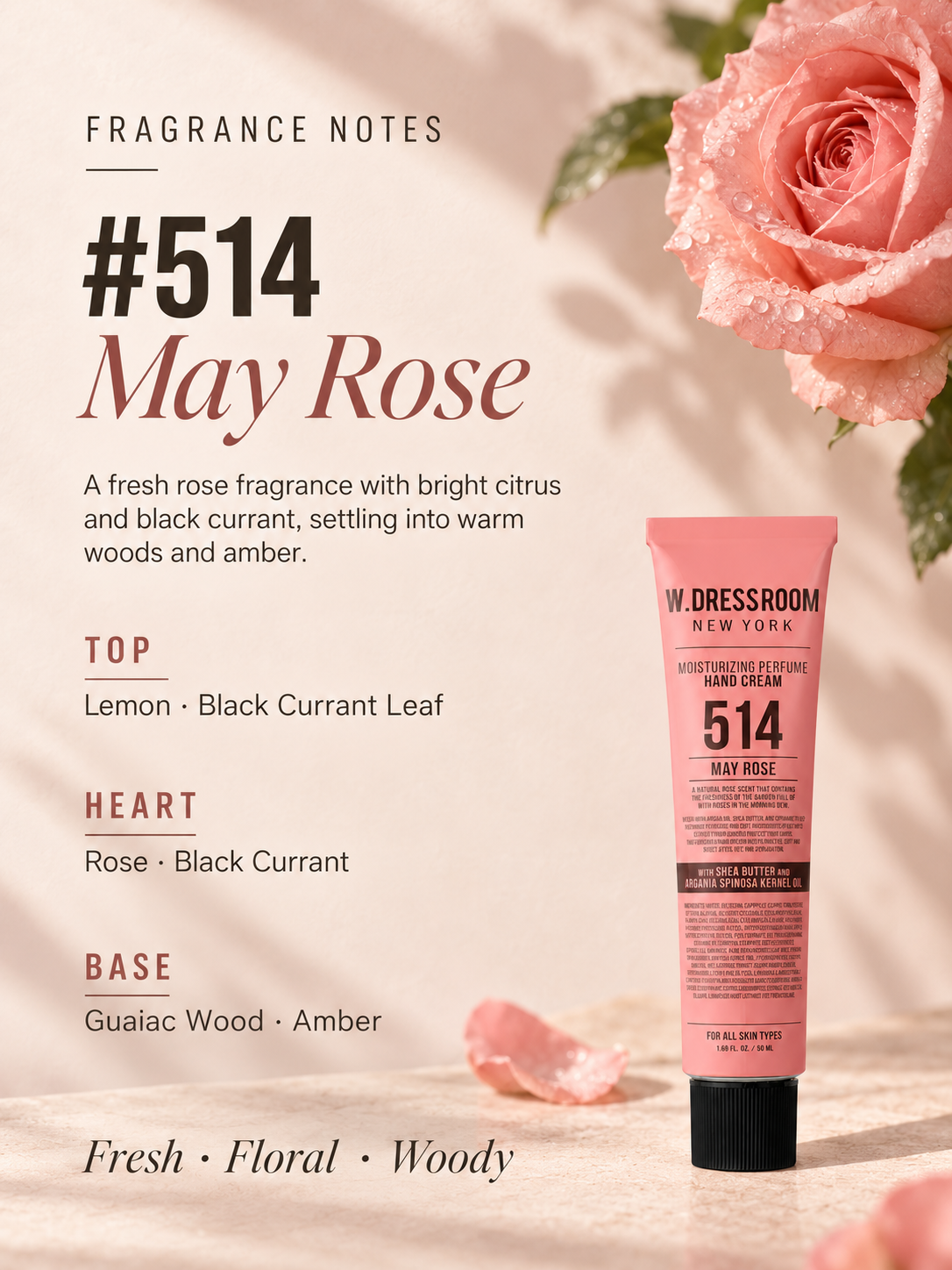 W DRESSROOM Moisturizing Perfume Hand Cream 514 May Rose 50ml