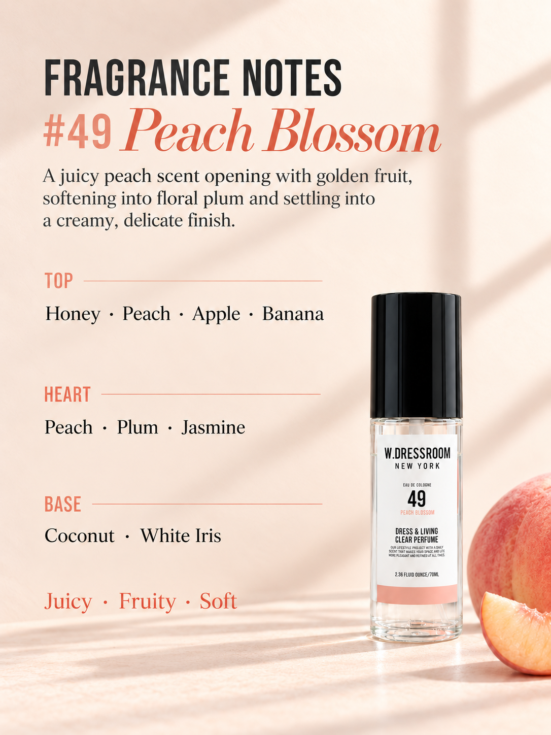 W DRESSROOM Dress & Living Clear Perfume 49 Peach 70ml