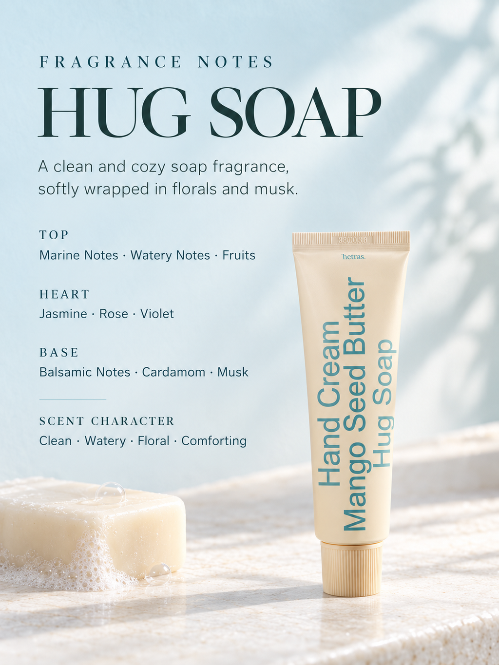 HETRAS Perfumed Mango Seed Butter Hand Cream Hug Soap 50ml