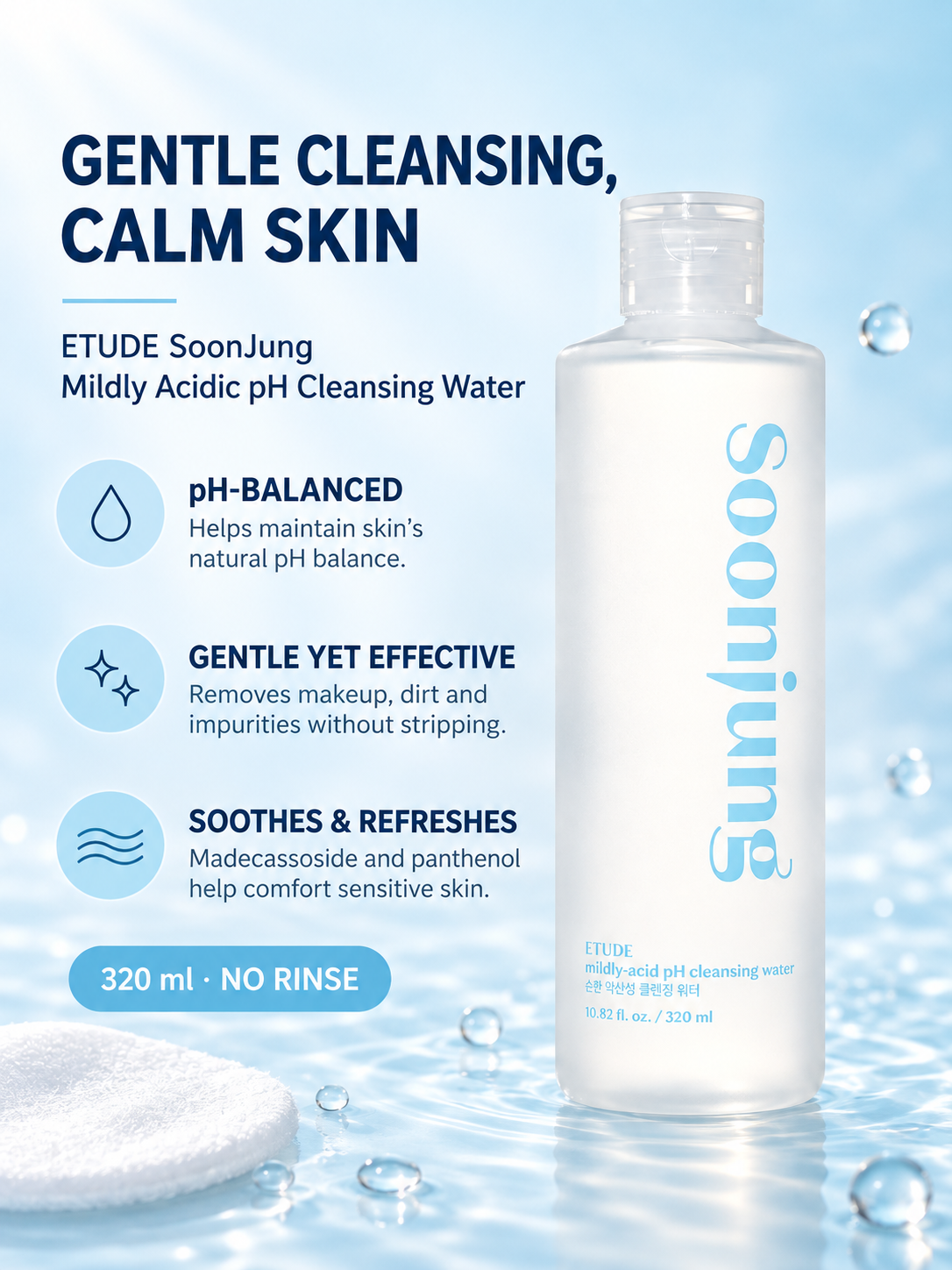 ETUDE HOUSE Eau Nettoyante Soon Jung 320ml