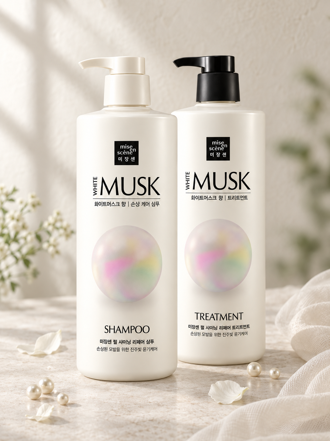 MISE EN SCENE Pearl Shining Repair White Musk Shampoo or Treatment 1000ml