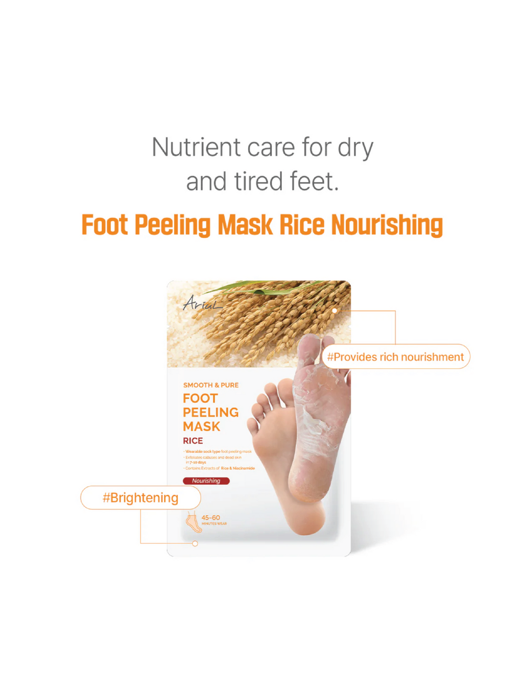 Masque Peeling Pieds Lissant & Purifiant Éclaircissant ARIUL 2 Paires