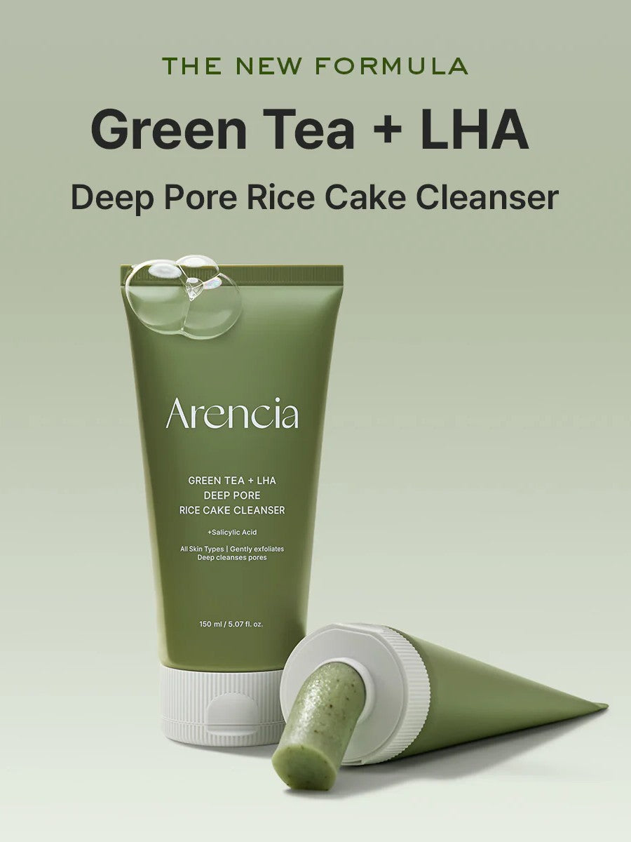 ARENCIA Green Tea + LHA Deep Pore Rice Cake Cleanser