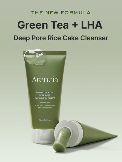 ARENCIA Green Tea + LHA Deep Pore Rice Cake Cleanser
