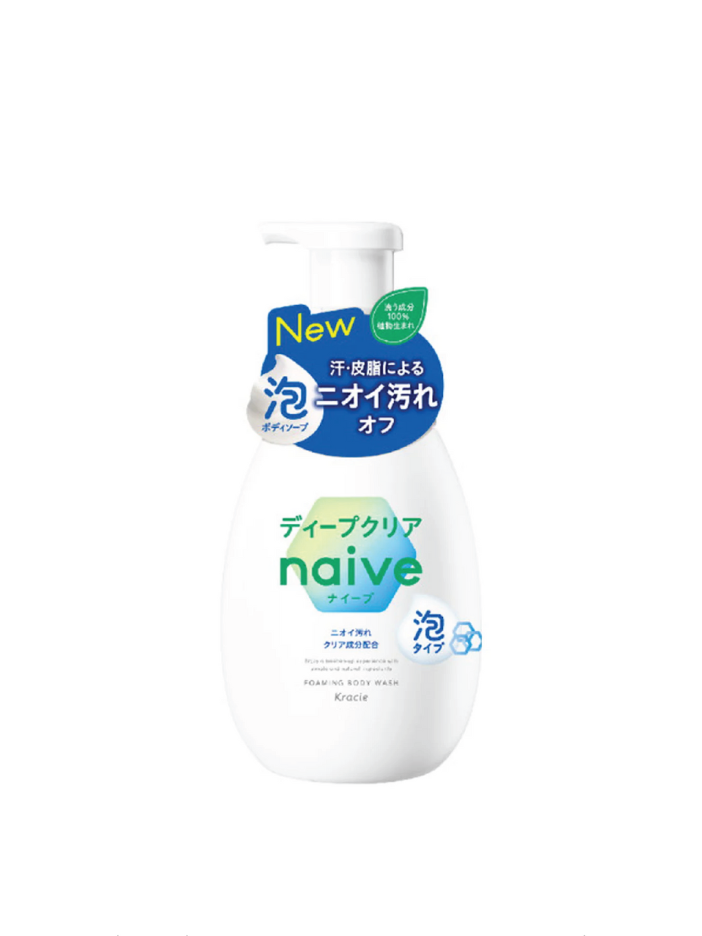 KRACIE Naive Foaming Body Wash Deep Clear 600ml