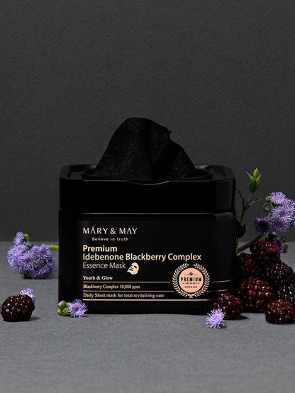 MARY&MAY Premium ldebenone Blackberry Complex Essence Mask 20pcs