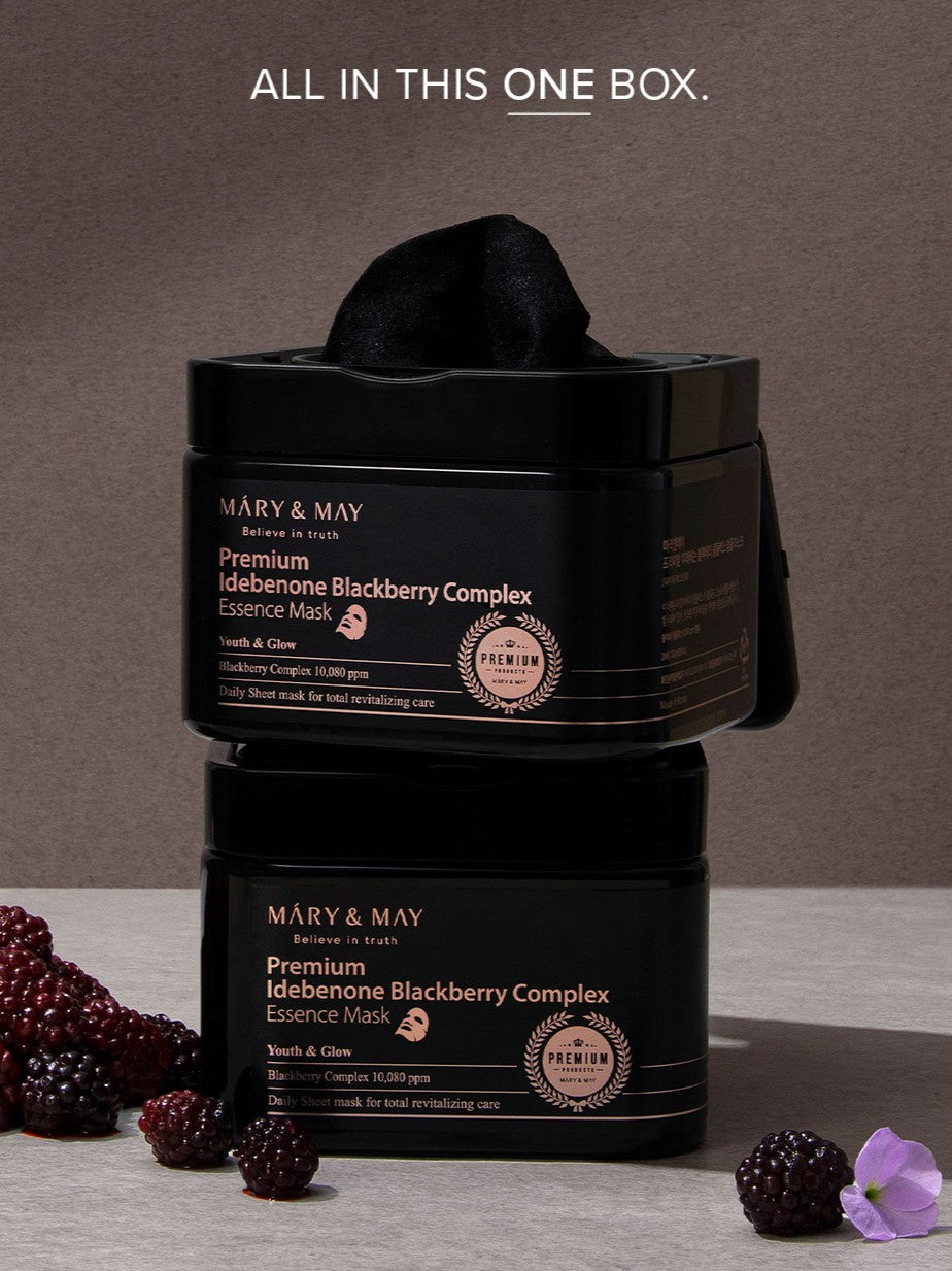 MARY&MAY Masque en Essence Premium Complexe Idébénone Mûre 20 pcs