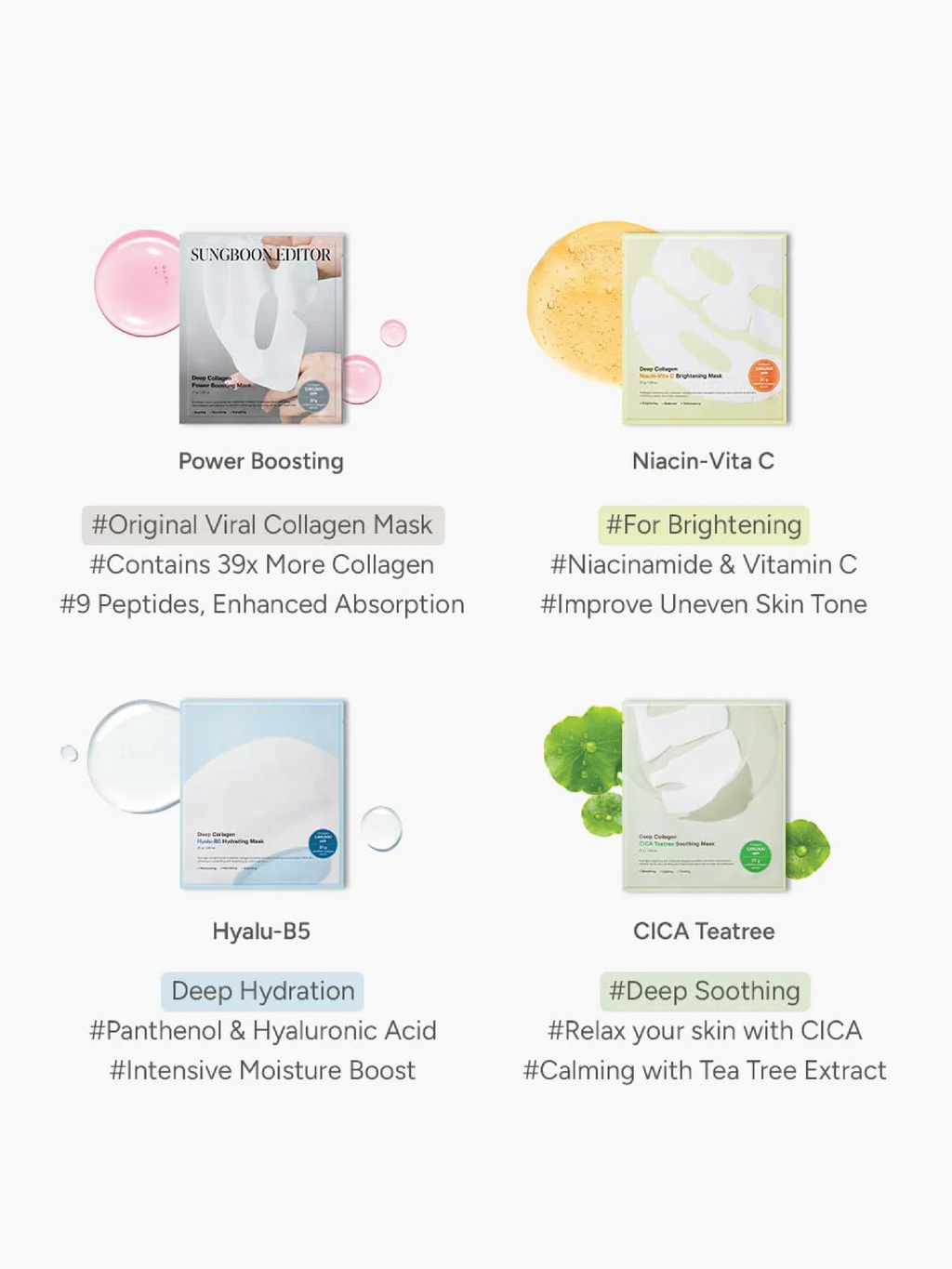 SUNGBOON EDITOR Deep Collagen Mask (4 Types)
