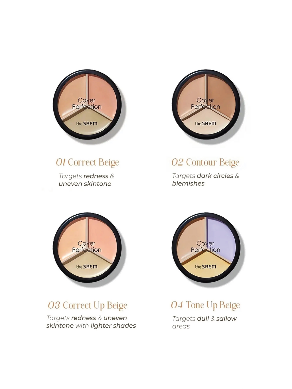 THE SAEM Cover Perfection Triple Pot Concealer (4 Couleurs)