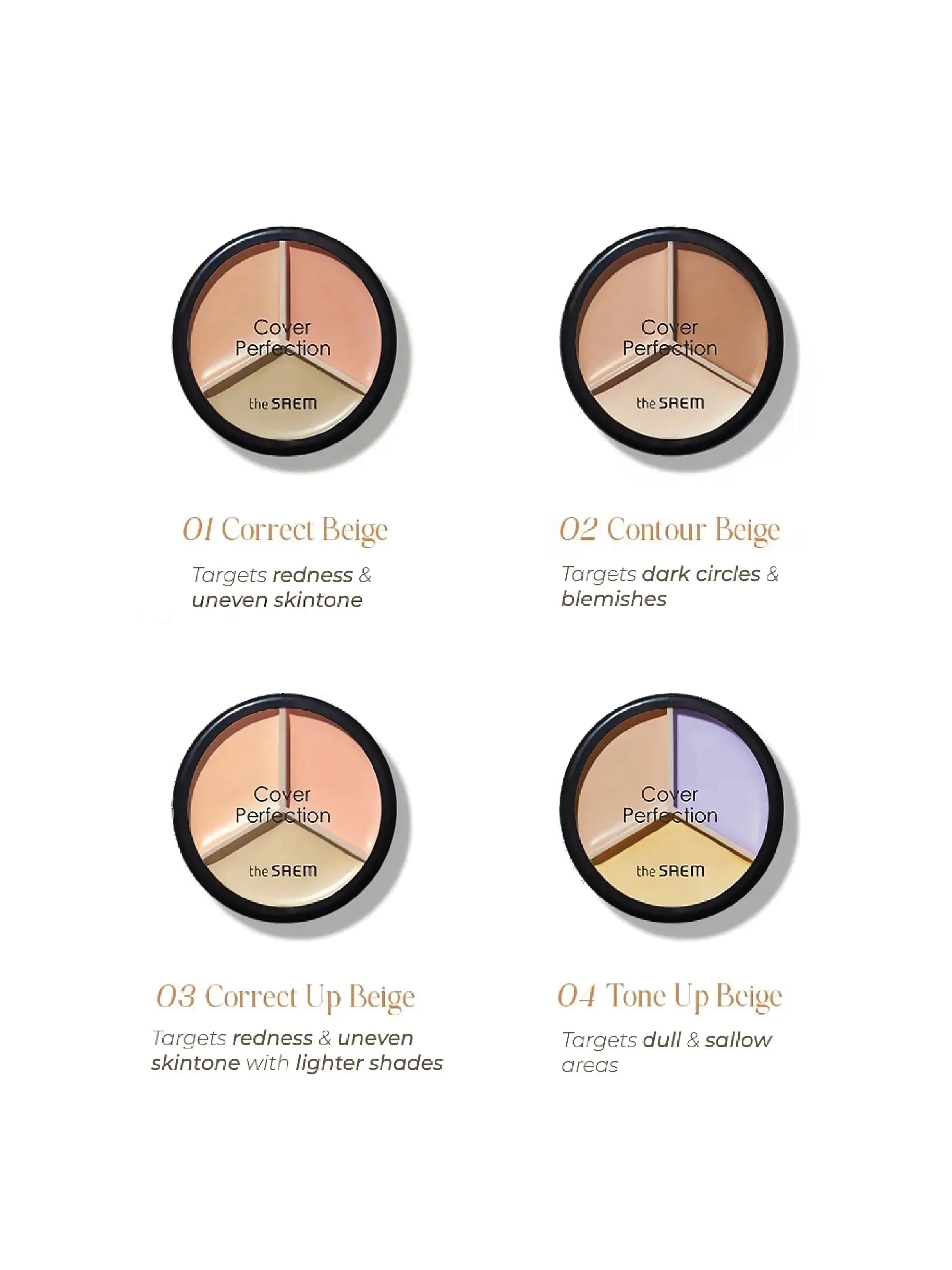 THE SAEM Cover Perfection Triple Pot Concealer (4 Couleurs)